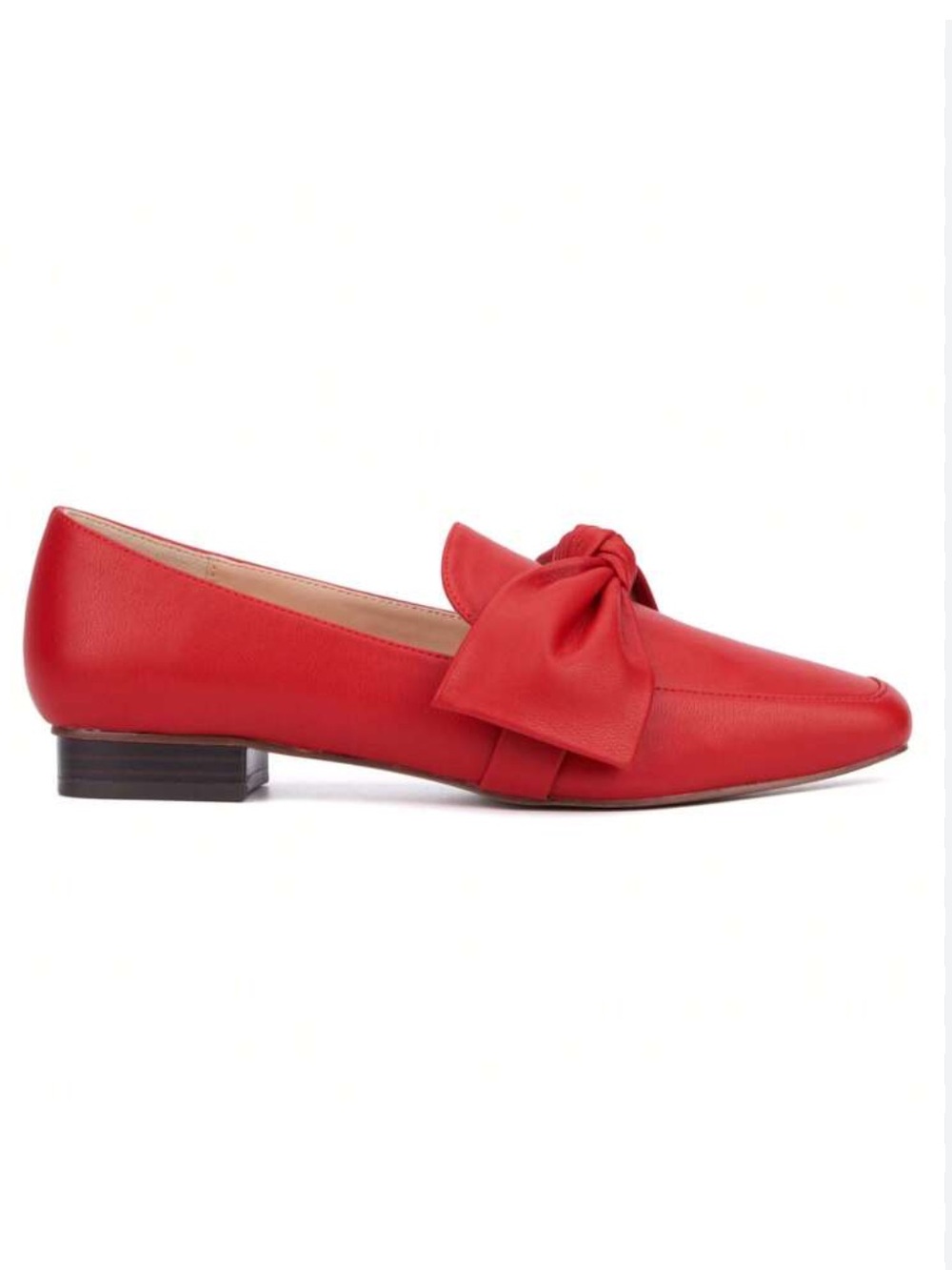 New York & Company Dominica Preppy Red Bow Loafers Square Toe - Size 8.5 NWOB